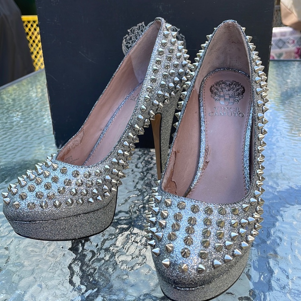 Vince Camputo dark silver studded Madelyn size 7.5